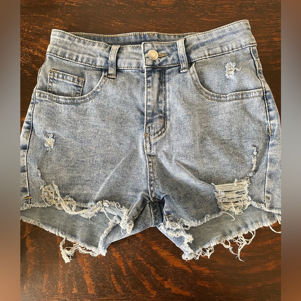 SHEIN Adorable High Rise Distressed Blue Jean Shorts Size 26